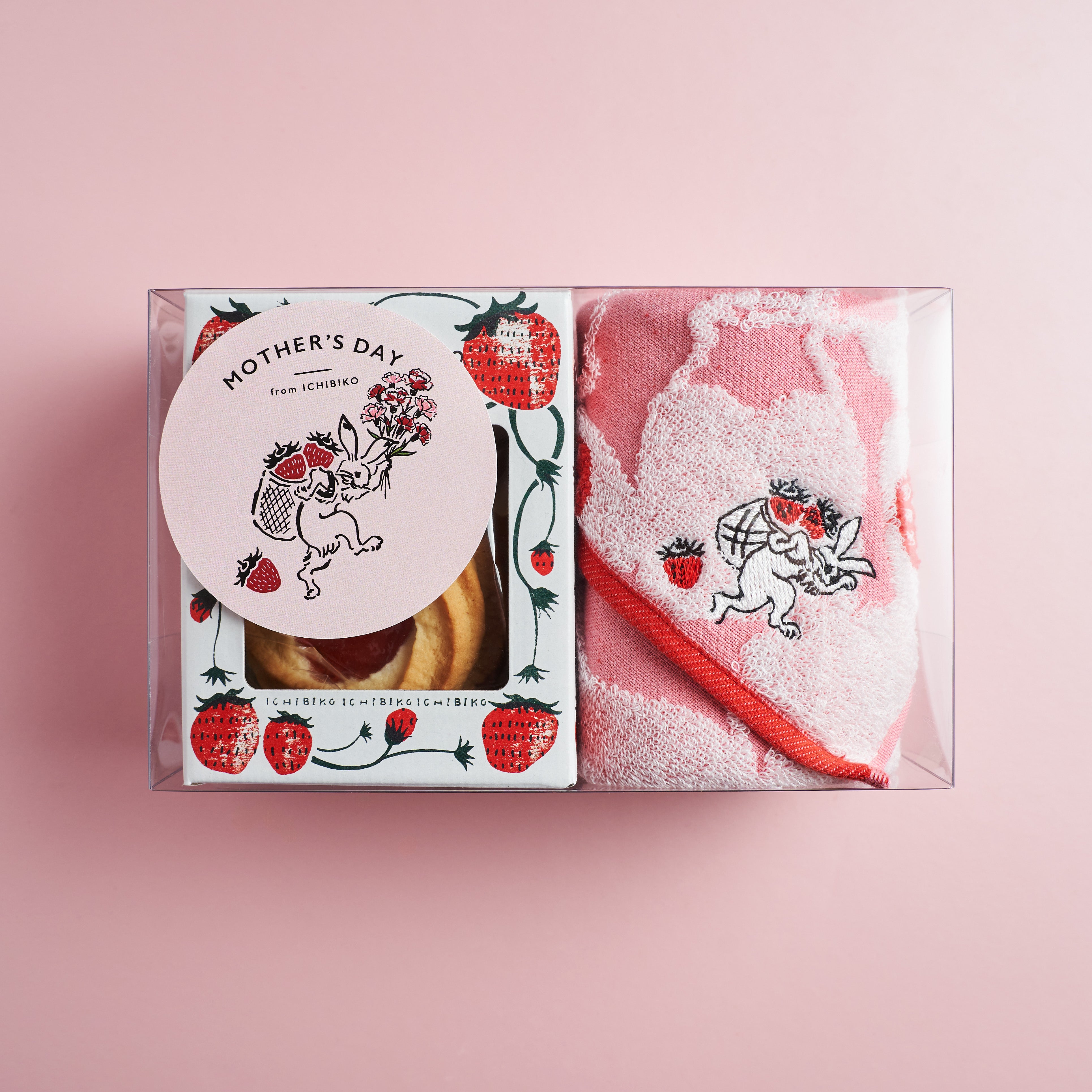 母の日限定 ICHIBIKO オリジナルハンカチ&いちごジャムクッキーセット