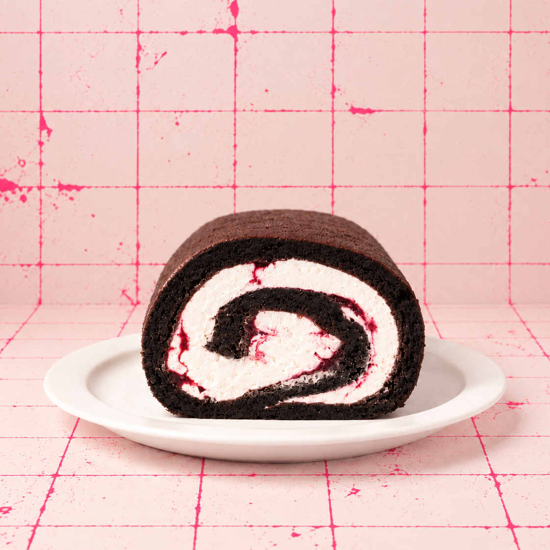黒ココアとミックスベリーのロールケーキ
